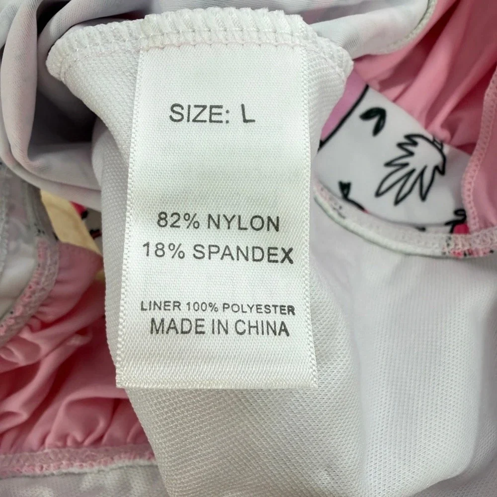 Unbranded Girls Pink Dinosaur Skirted One Piece Swimsuit 3T NWOT Ruffle